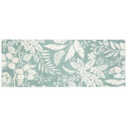 Simple Spaces 21 in. W X 54 in. L Blue/White Tropical Spa Polyester Accent Rug