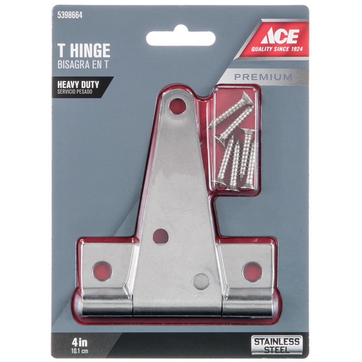Ace 4 in. L Stainless Steel Heavy Duty T Hinge 1 pk - 01-3414-308 - Hardware Accessories  sku 01-3414-308