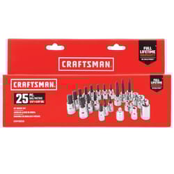 Craftsman 1/4 and 3/8 in. drive S 6 Point Socket and Bit Set 25 pc