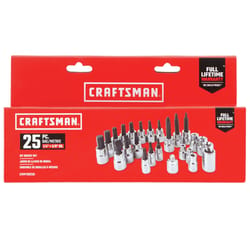 Craftsman 1/4 and 3/8 in. drive S 6 Point Socket and Bit Set 25 pc