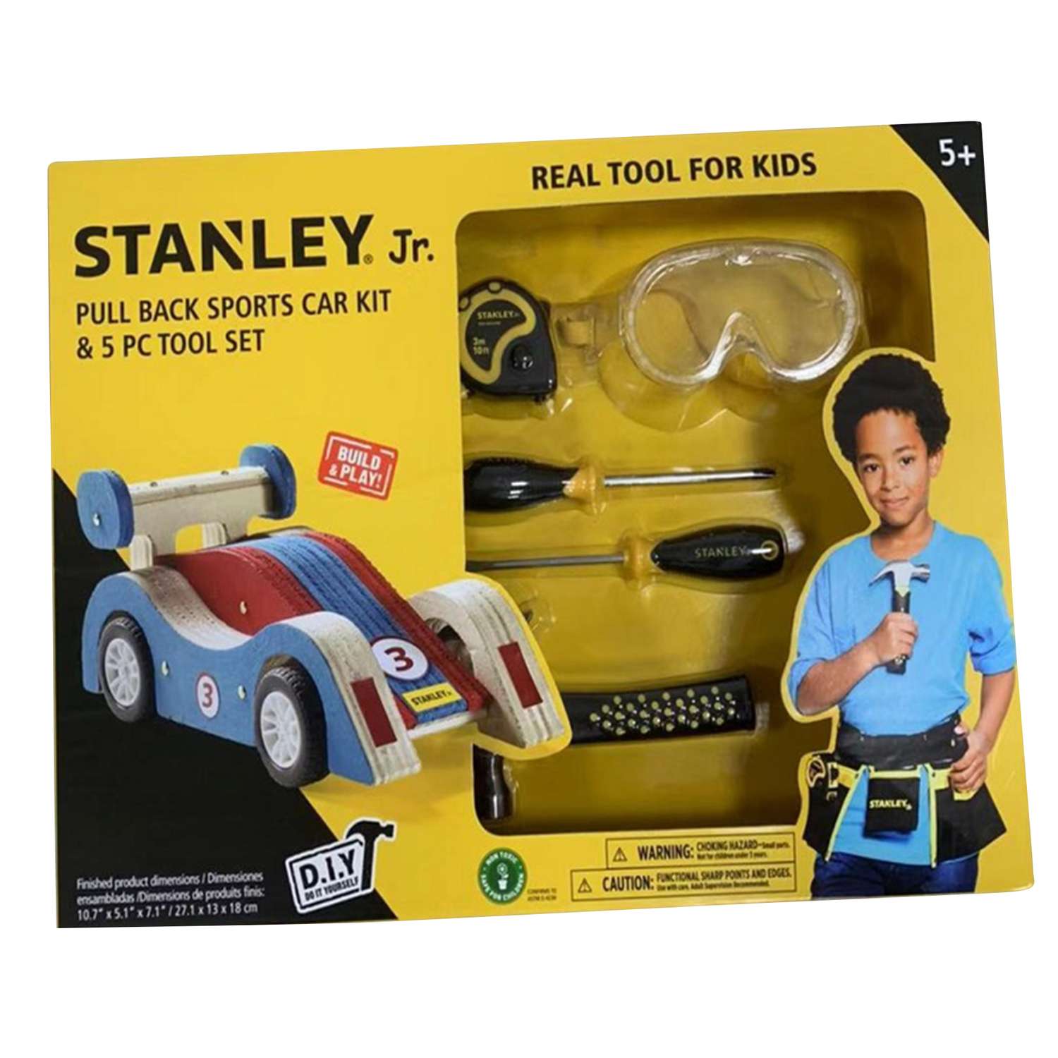 Stanley Jr. Pull Back Sports Car Kit and Tool Set Wood Multicolored 5