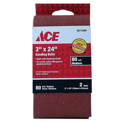 Ace 24 in. L X 3 in. W Aluminum Oxide Sanding Belt 80 Grit Medium 2 pc
