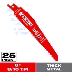 Diablo 6 in. Bi-Metal Thick Metal Reciprocating Saw Blade 8/10 TPI 25 pk
