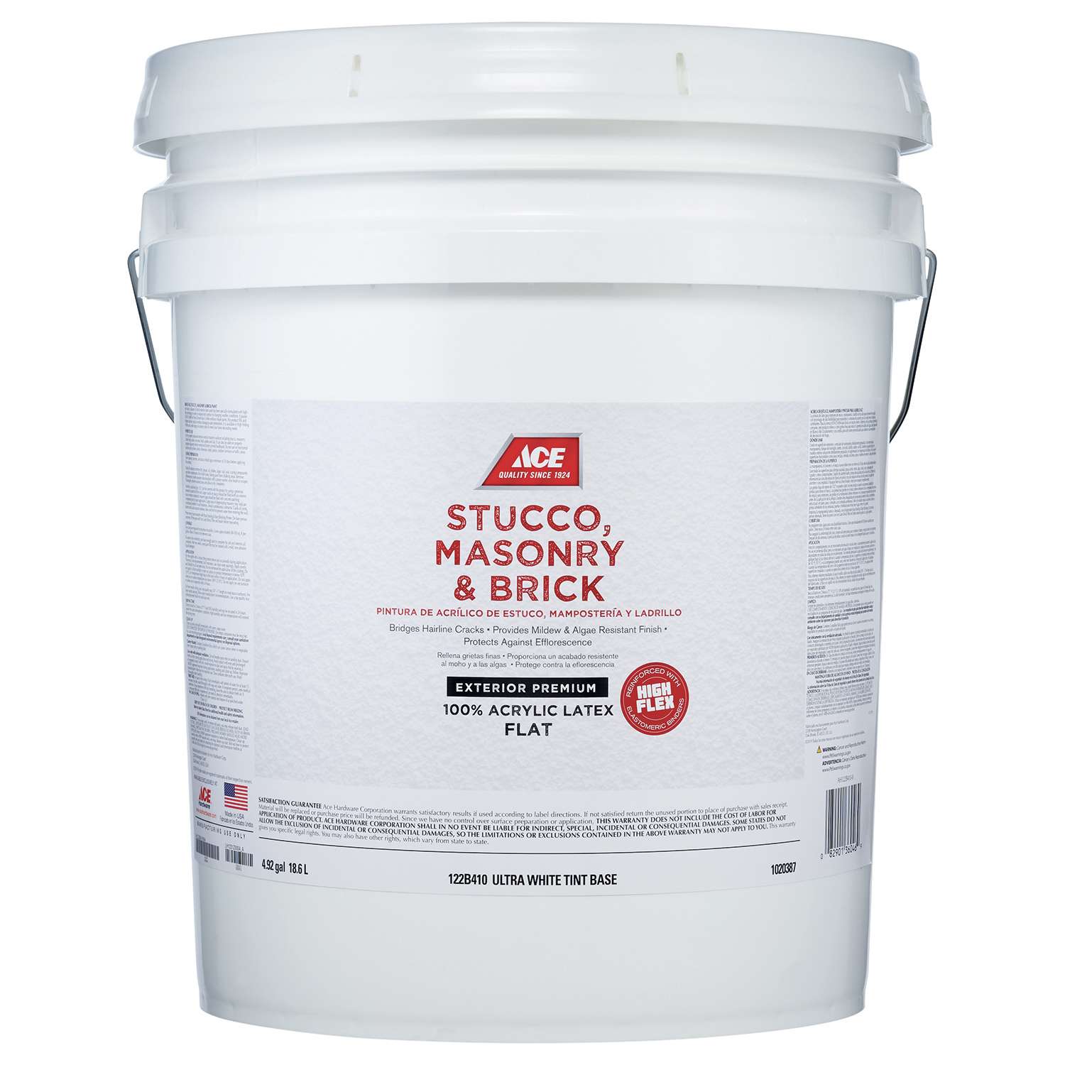Ace Flat Ultra White Tintable Base Acrylic Latex Stucco, Masonry and