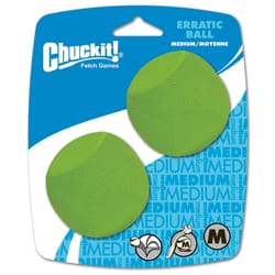 Chuckit! Green Erratic Bounce Rubber Bounce Ball Medium 2 pk