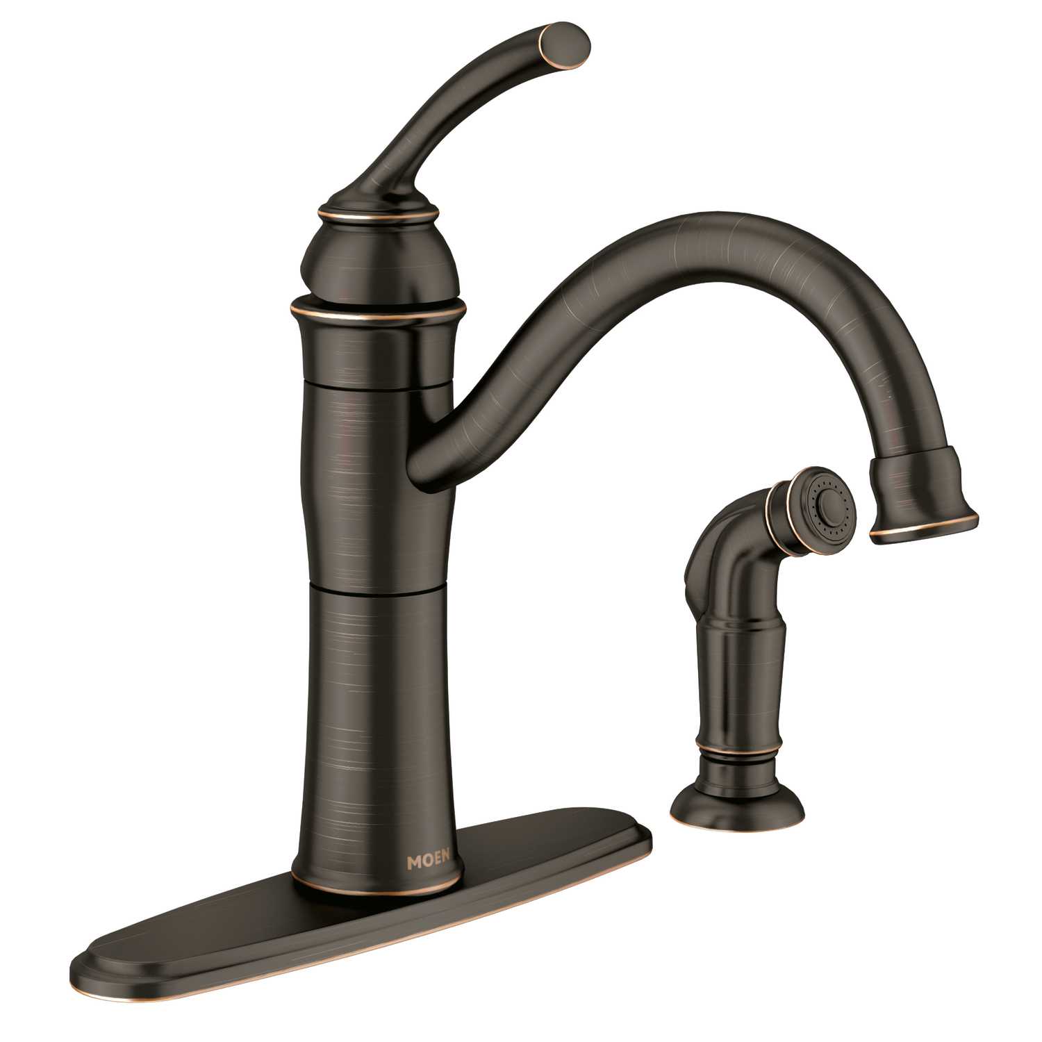 Moen Braemore One Handle Mediterranean Bronze Kitchen Faucet Side