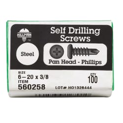 HILLMAN No. 6 Ga. X 3/8 in. L Phillips Pan Head Sheet Metal Screws 1 pk