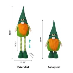 Glitzhome Happy St. Patrick's Day Gnome Standing Decor Iron/Polyester 1 pc