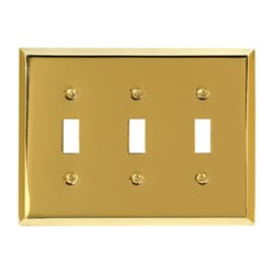 Amerelle Century Polished Brass 3 gang Stamped Steel Toggle Wall Plate 1 pk