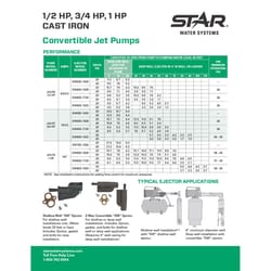 Star Water Systems 1/2 HP 1400 gph Cast Iron Shallow Jet Well Ejector