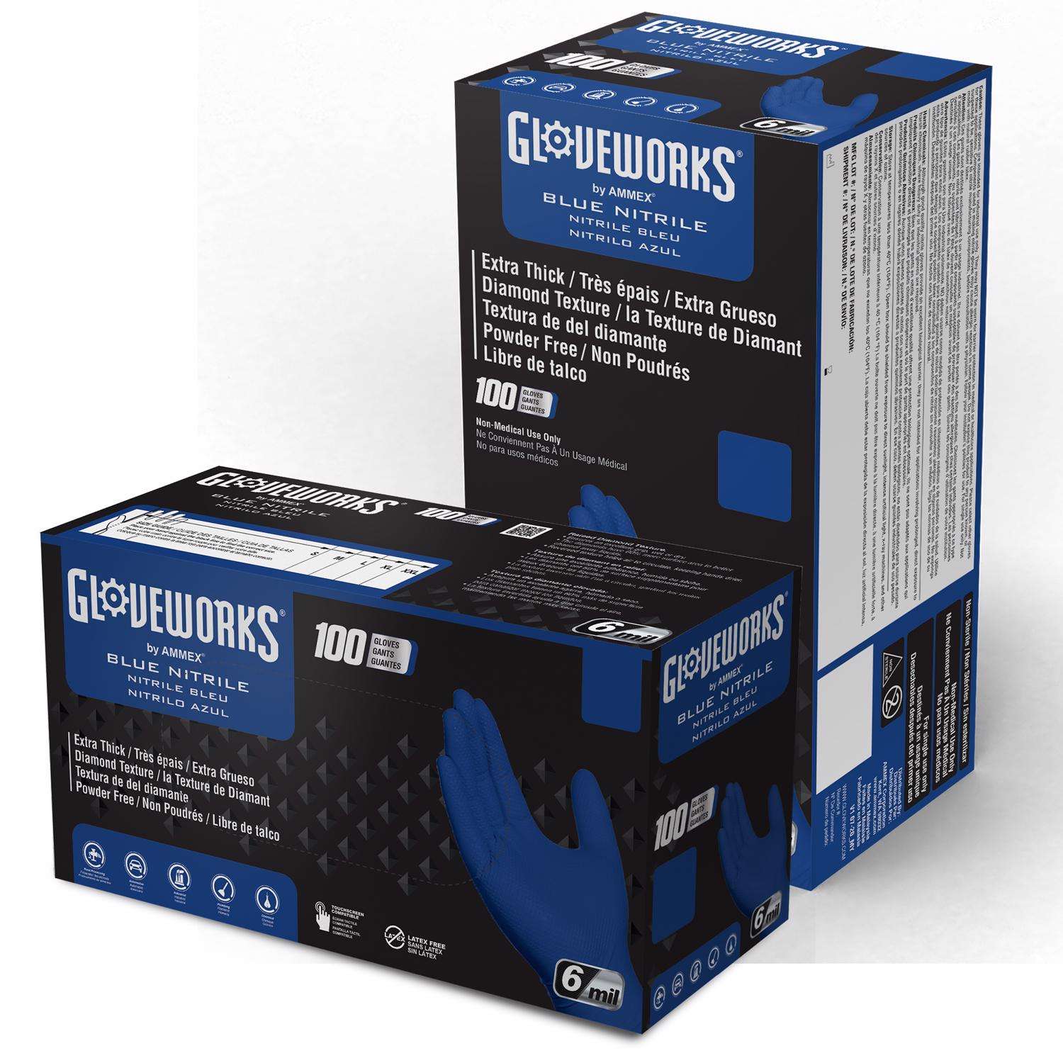 Gloveworks Nitrile Disposable Gloves Large Royal Blue Powder Free 100 pk Ace Hardware