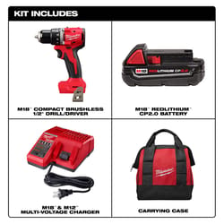 Milwaukee M18 Compact Next Gen 1/2 in. Brushless Cordless Drill/Driver Kit (Battery &amp; Charger)