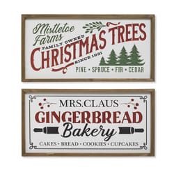 Gerson Multicolored Christmas Trees and Gingerbread Bakery Sign 12 in.