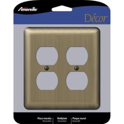 Amerelle Devon Brushed Brass 2 gang Stamped Steel Duplex Wall Plate 1 pk