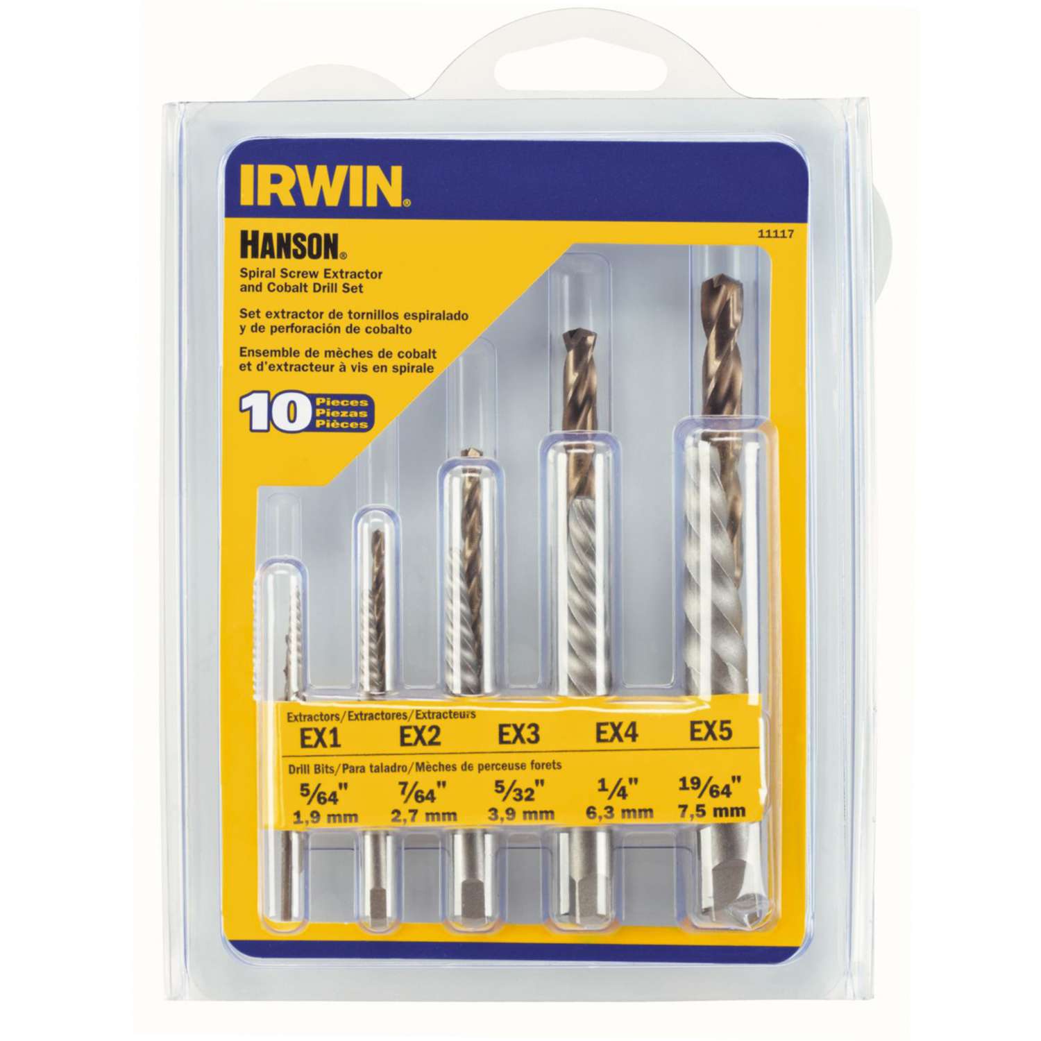 Irwin Hanson 19/64 in. Carbon Steel Screw Extractor Kit 6 in. 10 pc
