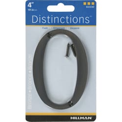 HILLMAN Distinctions 4 in. Bronze Zinc Die-Cast Screw-On Number 0 1 pc