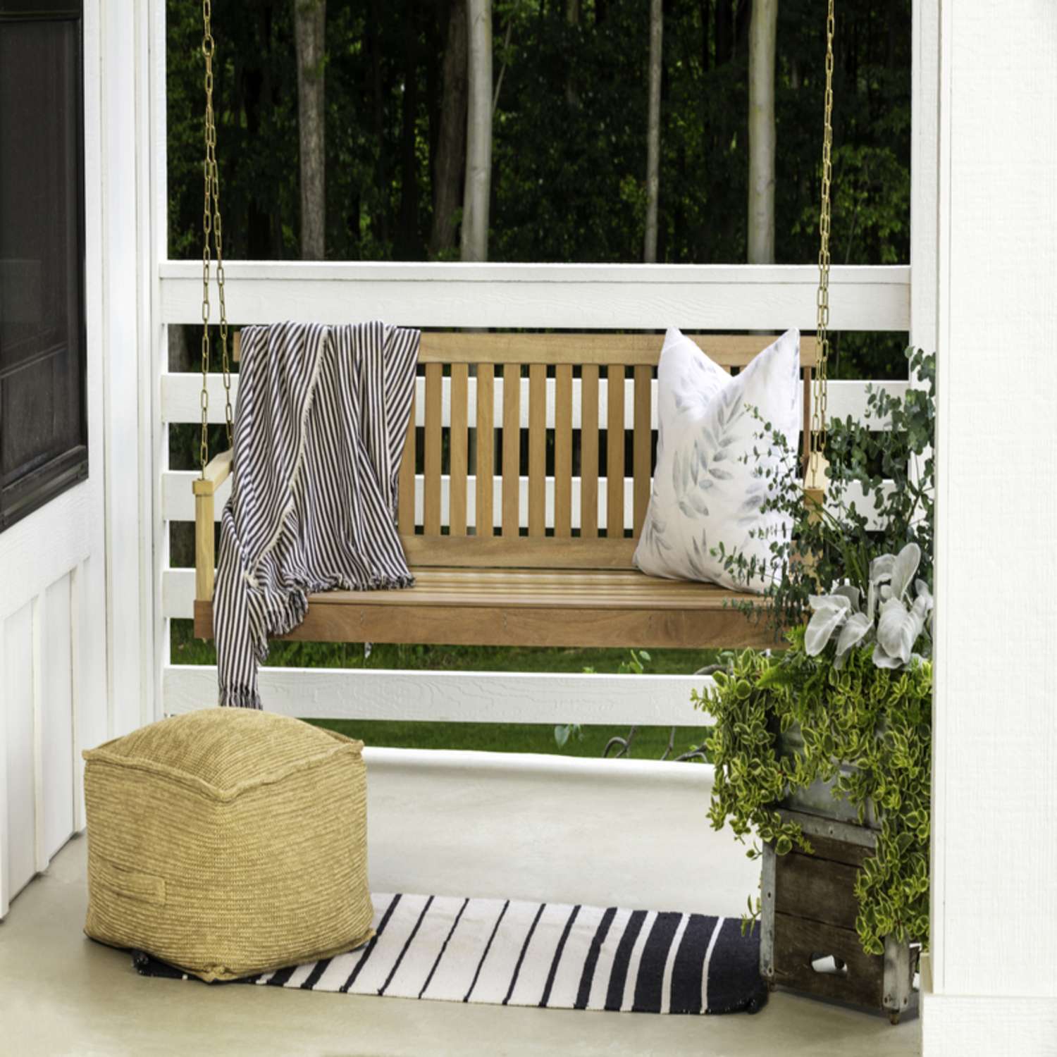 5 foot clearance wooden porch swing