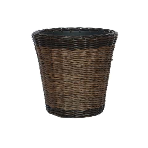 Infinity 12 in. H X 11 in. D Plastic Twisted Banana Leaf Planter Brown