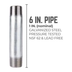 STZ Industries 1 in. MIP each X 1 in. D MIP in. Galvanized Steel 6 in. L Nipple