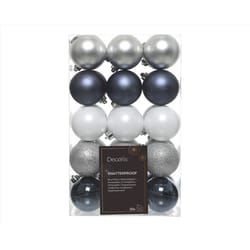 Decoris Blue/Silver/White Assorted Shatterproof Ornaments