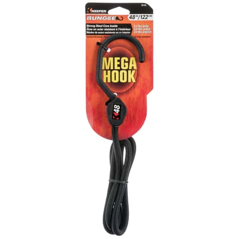 Keeper Mega Hook Black Bungee Cord 48 in. L X 0.315 in. 1 pk - Ace