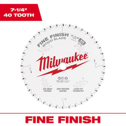 Milwaukee 7-1/4 in. D X 5/8 in. Fine Finish Tungsten Carbide Circular Saw Blade 40 teeth 1 pc