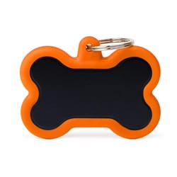 MyFamily Hushtag Black/Orange Bone Aluminum Dog Pet Tags X-Large