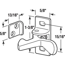 Prime-Line 1.25 in. H X 0.63 in. W X 0.9 in. D Brass-Plated Zinc Elbow Catch