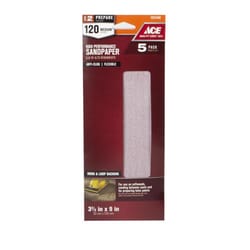 Ace 9 in. L X 3.66 in. W 120 Grit Aluminum Oxide Sanding Sheet 5 pk