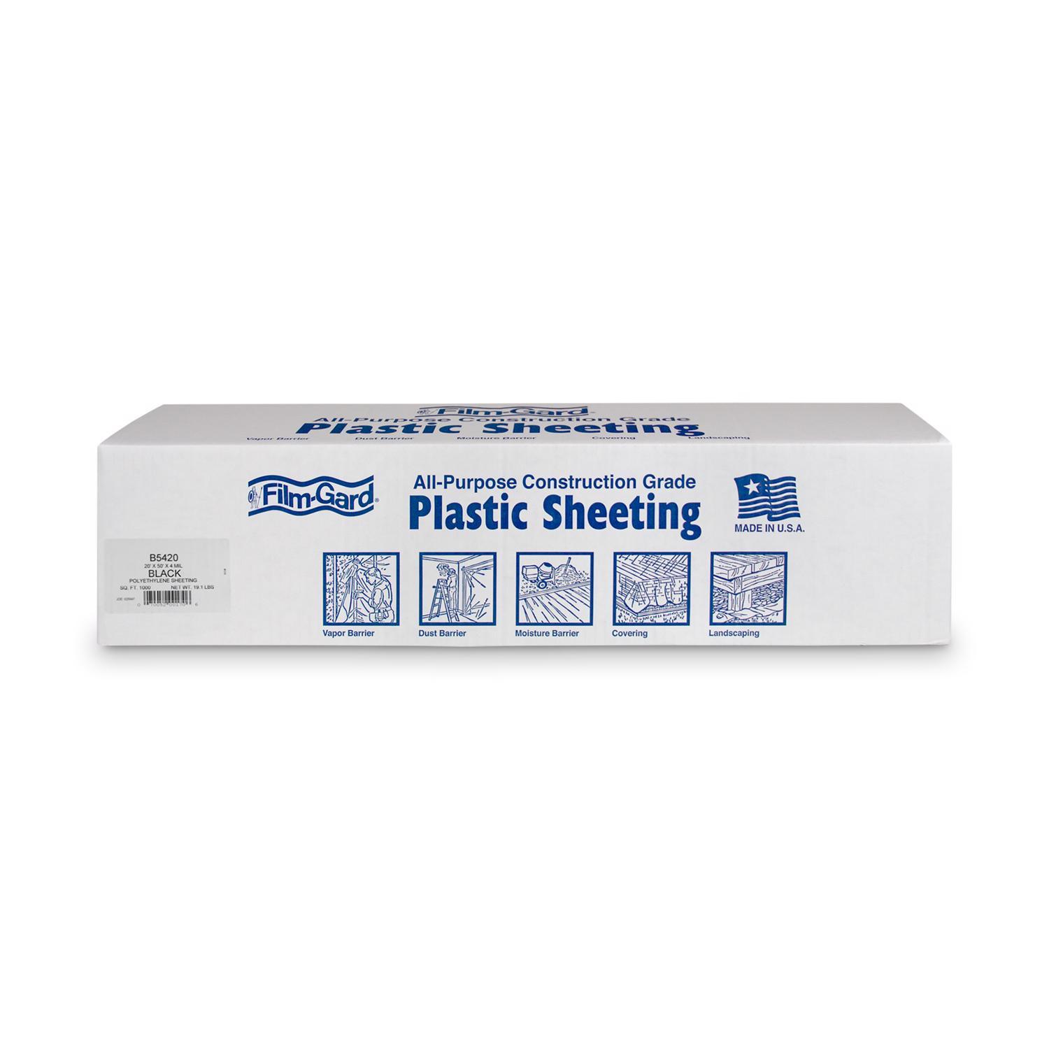 Film-Gard Plastic Sheeting 4 mil X 20 ft. W X 50 ft. L Polyethylene Black 1 pk Sansujyuku sansujyuku.com