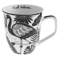 Karma 14 oz Black/White Ceramic Flamingo Mug 4 in. D 1 pk