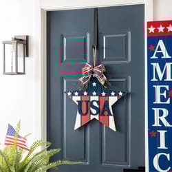 Glitzhome Patriotic Star Door Hanger Burlap/MDF/Plywood 1 pc