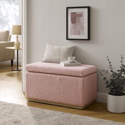 Linon Home Decor Stella Blush Sherpa Fabric Modern Ottoman 1 pk