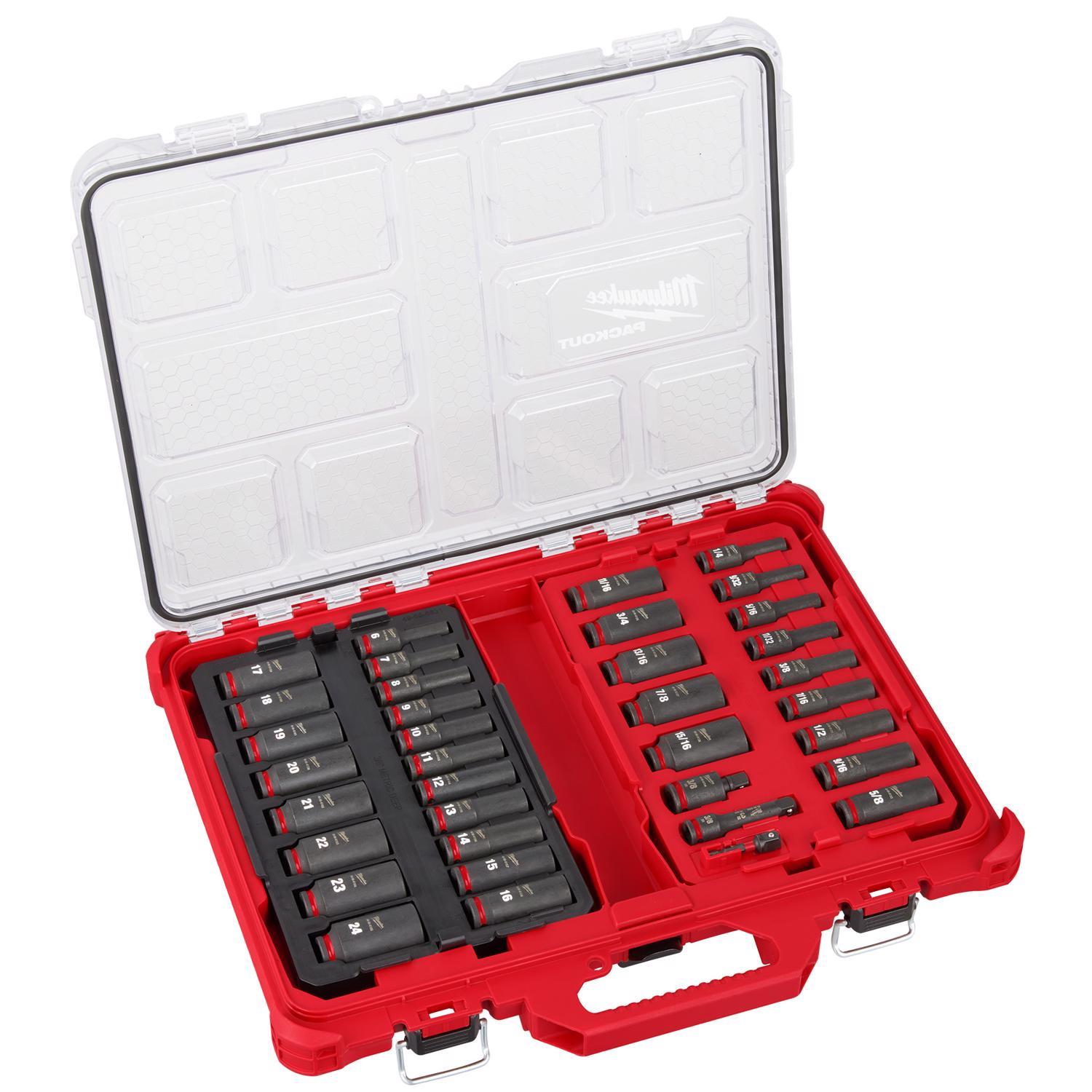 Milwaukee Shockwave 3/8 in. drive Metric/SAE 6 Point Impact Rated Socket Set 36 pc Uae Electronic uaeelectronic.com