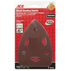 Ace 5-1/2 in. L X 4 in. W Assorted Grit Aluminum Oxide Mouse Sandpaper 5 pk