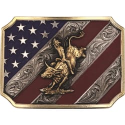 Montana Silversmiths Patriot Bull Rider Multicolored Belt Buckle