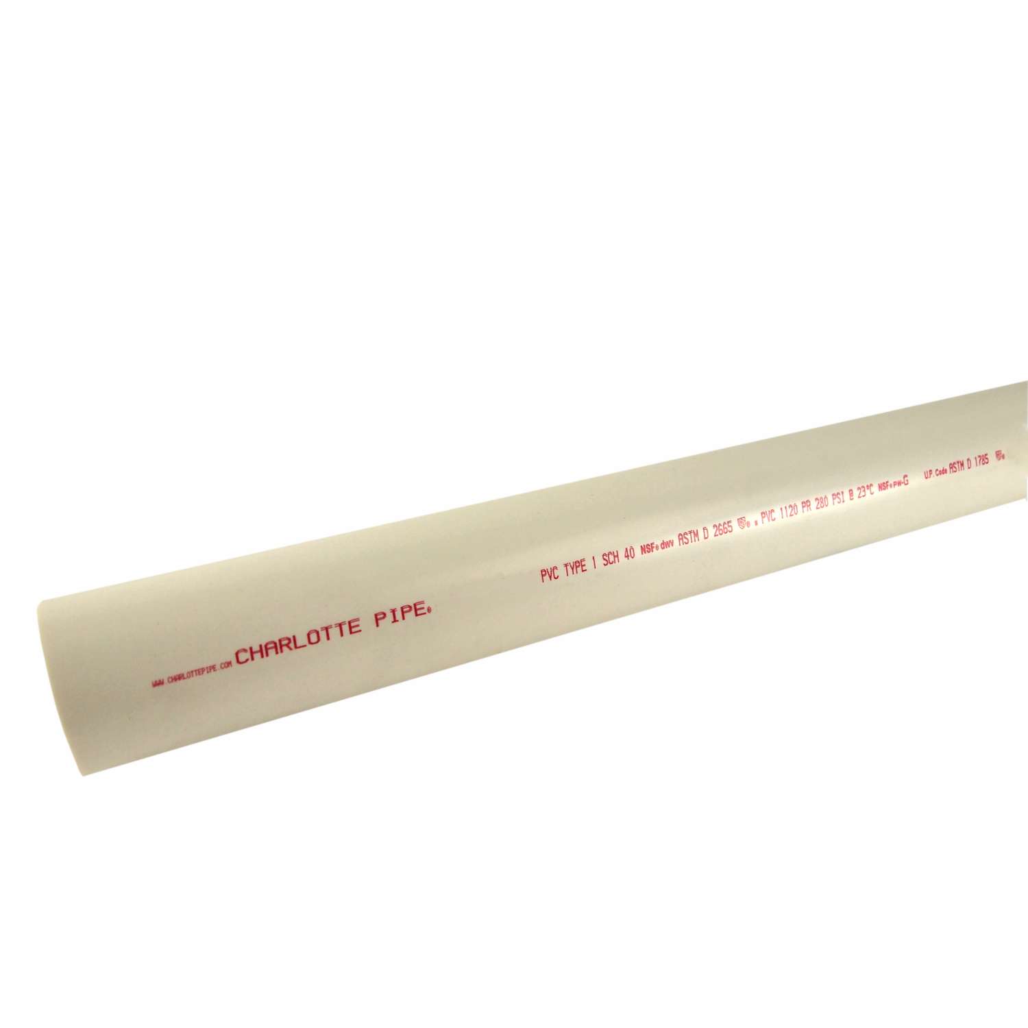 Charlotte Pipe Schedule 40 PVC Dual Rated Pipe 4 in. Dia. x 20 ft. L