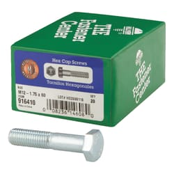 HILLMAN M12-1.75 mm D X 60 mm L Heat Treated Steel Hex Head Cap Screw 20 pk