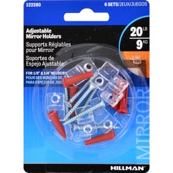 Hillman Clear Medium Mirror Holder Kit 20 lb 6 pk
