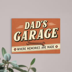 P Graham Dunn 12 in. H X .025 in. W X 16 in. L Brown Metal Dad's Garage Sign