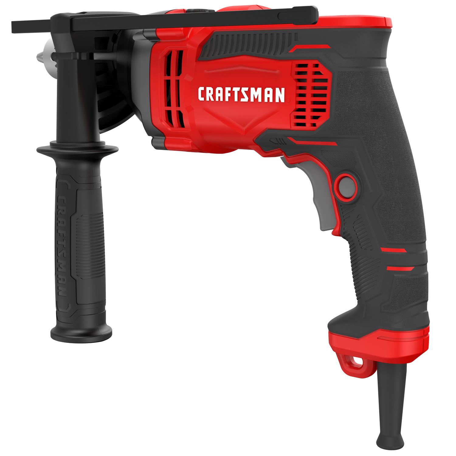 Craftsman 1/2 in. Keyed Corded Hammer Drill Kit 7 amps 3100 rpm 52700 bpm Red