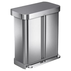 Simplehuman 58 L Metallic Silver Plastic/Stainless Steel Dual Compartment Trash Can