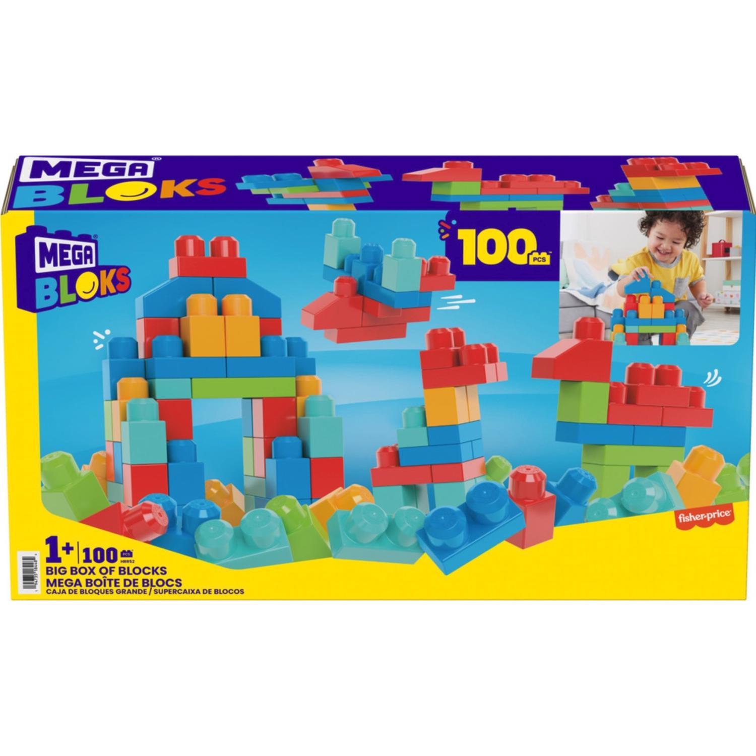 Mattel Mega Bloks Big Box of Blocks Building Set Multicolored 100 pc Mfr HRR52 Ace Hardware