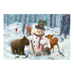 Olivia's Home 22 in. W X 32 in. L Multi-Color Snowman with Wildlife Polyester Accent Rug