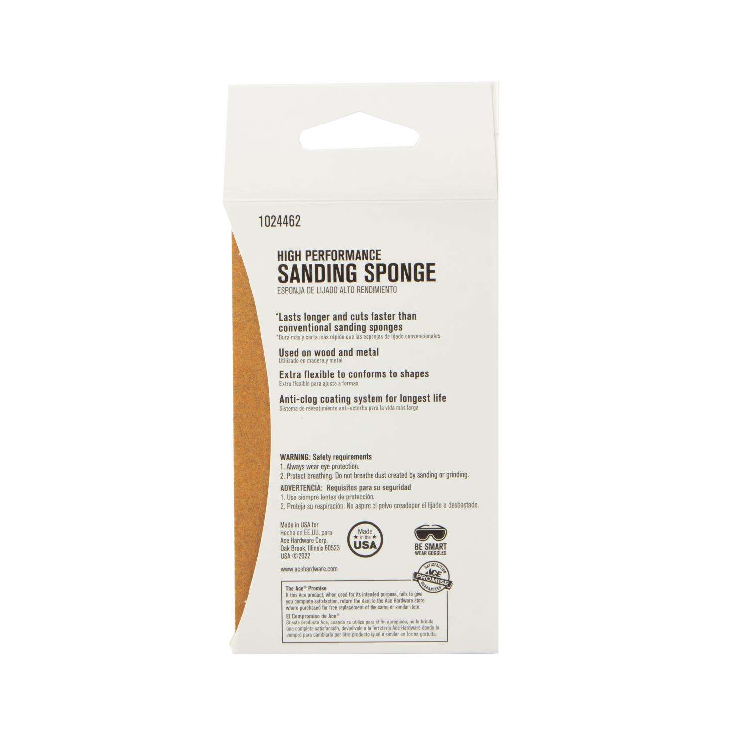 Ace L X W X 220 Grit Extra Fine 2Sided Sanding Sponge Ace, 53 OFF