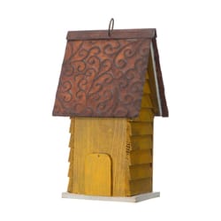 Glitzhome 12 in. H X 5.5 in. W X 6.5 in. L Metal and Wood Bird House