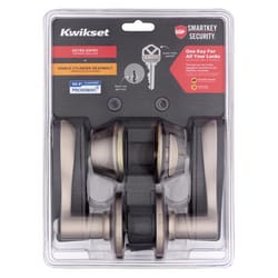 Kwikset SmartKey Security Balboa Satin Nickel Deadbolt and Entry Door Knob KW1 2-3/4 in.