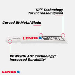 Lenox Power Arc 3-5/8 in. Bi-Metal T-Shank Jig Saw Blade 14 TPI 3 pc