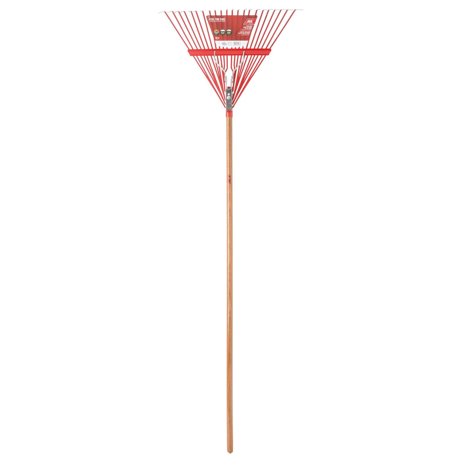 Ace 64.5 in. L X 22 in. W Steel Rake Wood Handle Ace Hardware