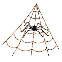 Celebrations Orange/Purple 400 ct 16 ft. LED Prelit Giant Web With Spider Hanging Decor